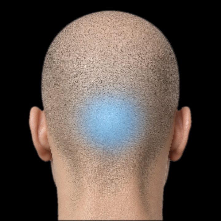 Close-up of one area of the scalp