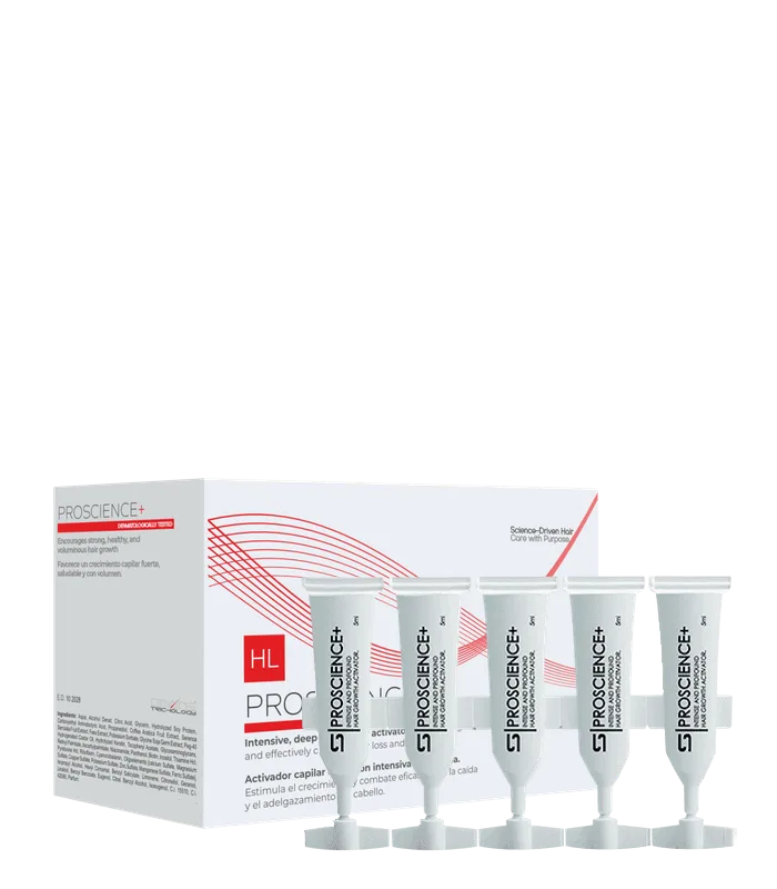 PROSCIENCE+ box with a strip of five 5 ml monodoses — SIMONE TRICHOLOGY