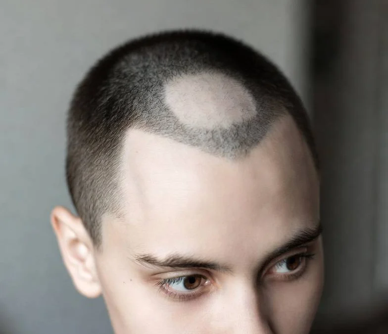 Placa de alopecia areata no couro cabeludo — abordagens de cuidado