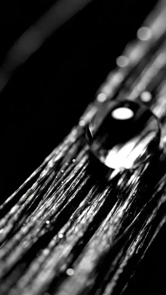 Serum droplet absorbing into a hair fiber under macro magnification, hair loss care