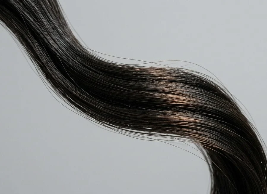Madeixa de cabelo escuro saudável e resistente — longevidade capilar