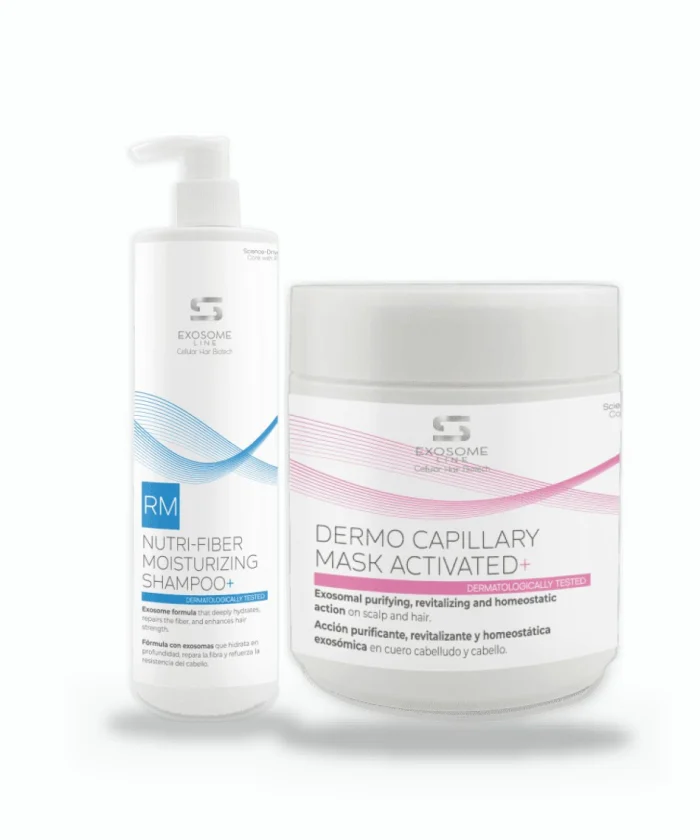 Scalp Peeling Duo — Dermo Capillary Mask Activated Plus and Nutri Fiber Moisturizing Shampoo Plus 500 ml — SIMONE TRICHOLOGY